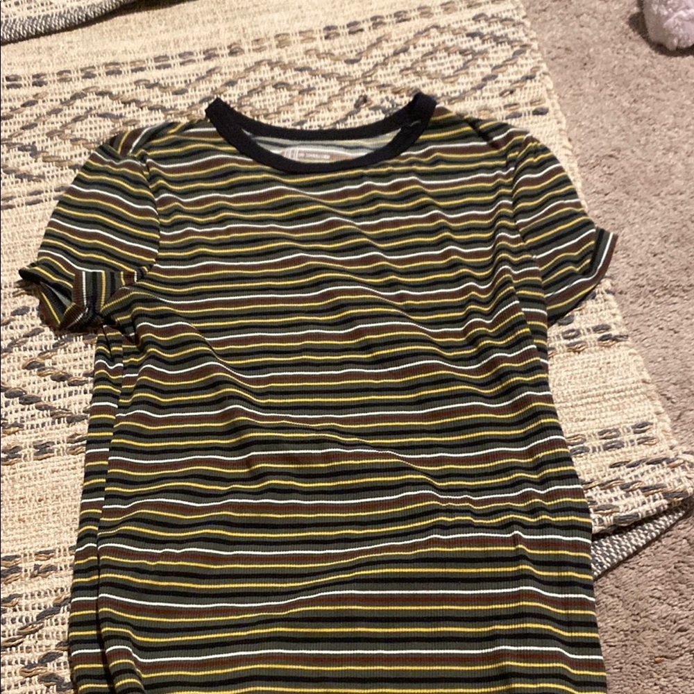 No Boundaries Striped Muscle Tee - Black, Yellow, Green